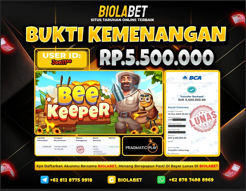 BIOLABET JACKPOT Pragmatic Play Rp.5.500.000.,- LUNAS