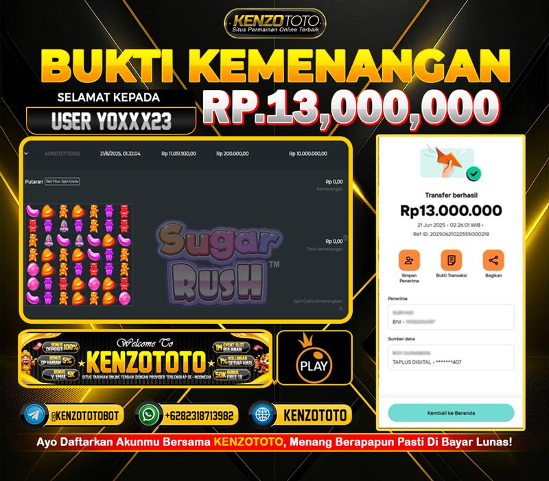 “RP13 JUTA MELEDAK DI SUGAR RUSH!! GAK MAIN-MAIN, LANGSUNG CAIR BOS!!”