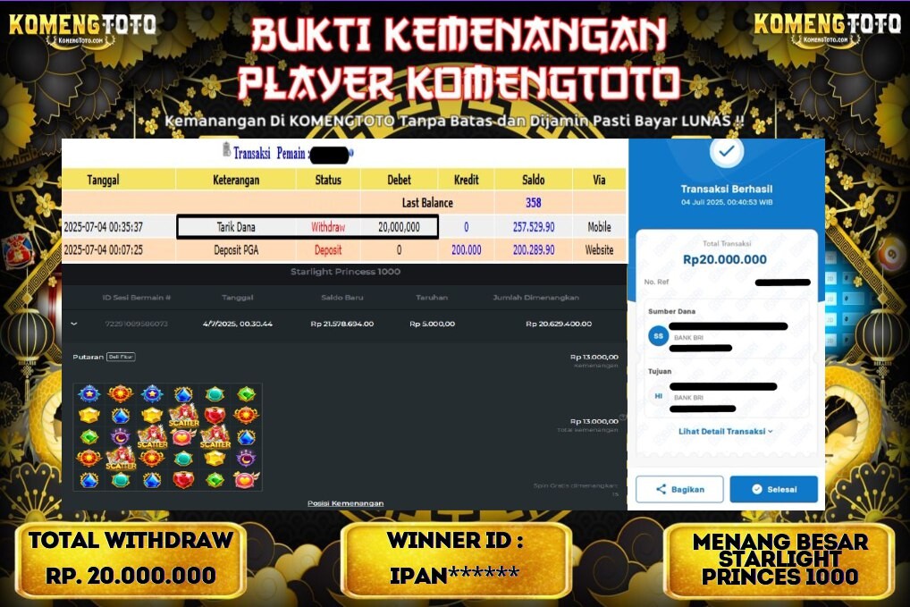 LAGI & LAGI!! KEMENANGAN BESAR DI SLOT STARLIGHT PRINCESS 1000 SEBESAR Rp.20.000.000 KOMENGTOTO BAYAR LUNAS SECEPAT KILAT !! KOMENGTOTO BAYAR SECEPAT KILAT !!