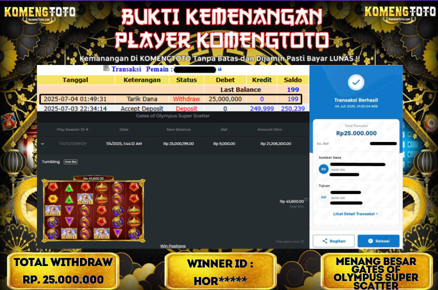 LAGI & LAGI!! KEMENANGAN BESAR DI SLOT  GATES OF OLYMPUS SUPER SCATTER SEBESAR Rp.25.000.000 KOMENGTOTO BAYAR LUNAS SECEPAT KILAT !! KOMENGTOTO BAYAR SECEPAT KILAT !!