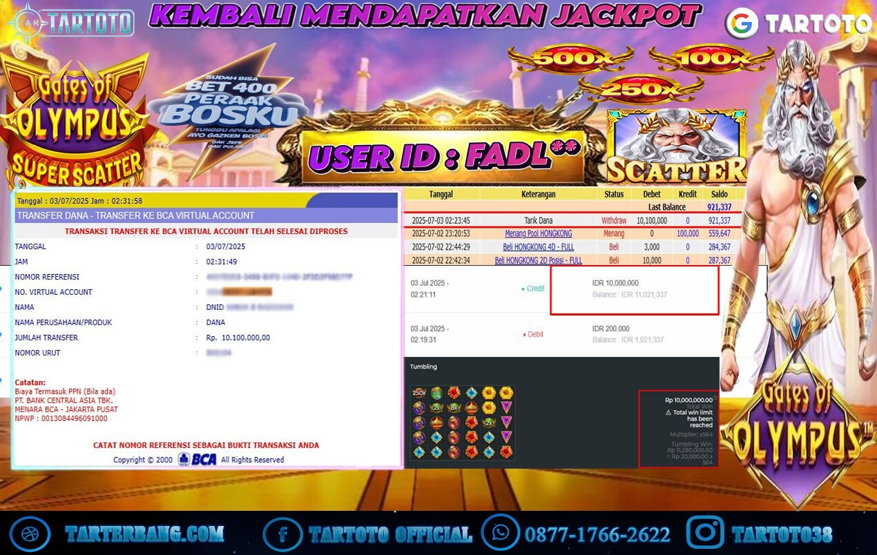 JACKPOT PERMAINAN GATES OF OLYMPUS