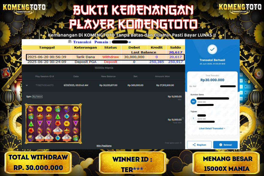LAGI & LAGI!! KEMENANGAN BESAR DI SLOT 15000 SEBESAR Rp.30.000.000 KOMENGTOTO BAYAR LUNAS SECEPAT KILAT !! KOMENGTOTO BAYAR SECEPAT KILAT !!