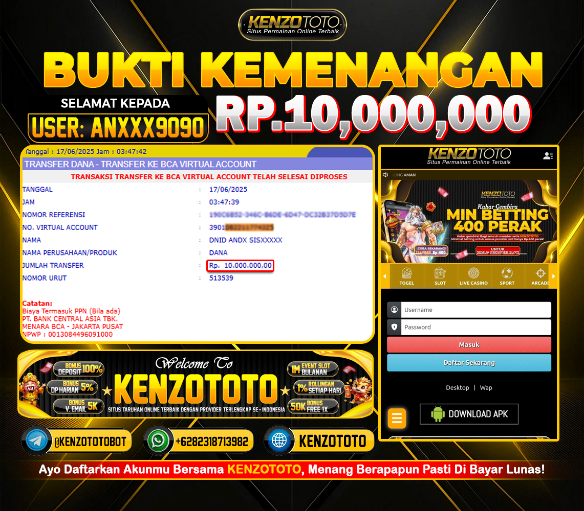 💥 MENANG 10JT GAK PAKE LAMA, KENZOTOTO EMANG SULTAN!