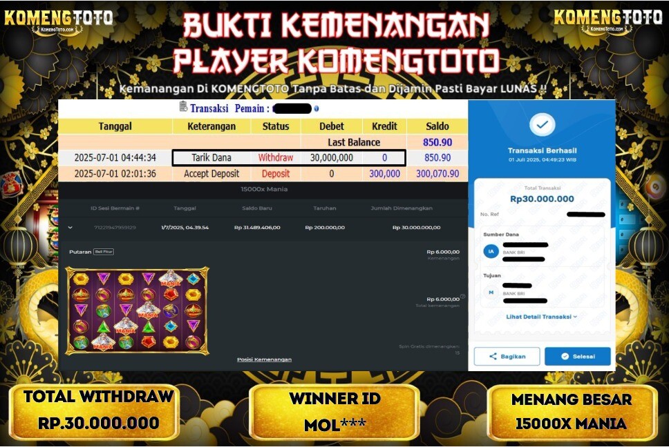LAGI & LAGI!! KEMENANGAN BESAR DI SLOT 15000X MANIA Rp.30.000.000 KOMENGTOTO BAYAR LUNAS SECEPAT KILAT !! KOMENGTOTO BAYAR SECEPAT KILAT !!