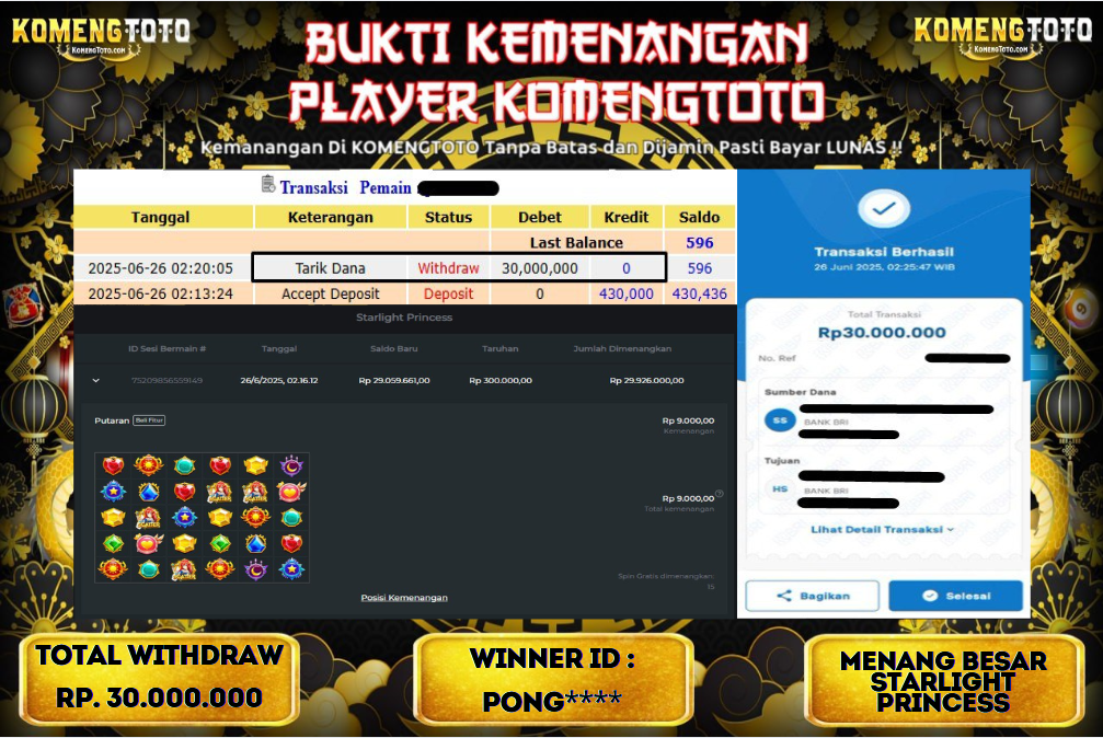 LAGI & LAGI!! KEMENANGAN BESAR DI SLOT STARLIGHT PRINCESS SEBESAR Rp.30.000.000 KOMENGTOTO BAYAR LUNAS SECEPAT KILAT !! KOMENGTOTO BAYAR SECEPAT KILAT !!