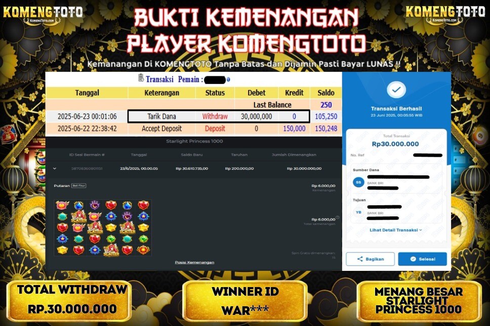 LAGI & LAGI!! KEMENANGAN BESAR DI SLOT STARLIGHT PRINCESS 1000 SEBESAR Rp.30.000.000 KOMENGTOTO BAYAR LUNAS SECEPAT KILAT !! KOMENGTOTO BAYAR SECEPAT KILAT !!