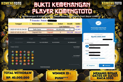 LAGI & LAGI!! KEMENANGAN BESAR DI SLOT GATES OF  GATOT KACA 1000  SEBESAR Rp.40.000.000 KOMENGTOTO BAYAR LUNAS SECEPAT KILAT !! KOMENGTOTO BAYAR SECEPAT KILAT !!