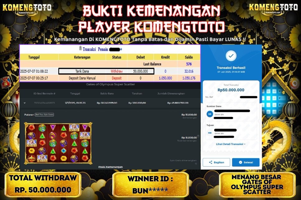 LAGI & LAGI!! KEMENANGAN BESAR DI SLOT GATES OF OLYMPUS SUPER SCATTER SEBESAR Rp.50.000.000 KOMENGTOTO BAYAR LUNAS SECEPAT KILAT !! KOMENGTOTO BAYAR SECEPAT KILAT !!