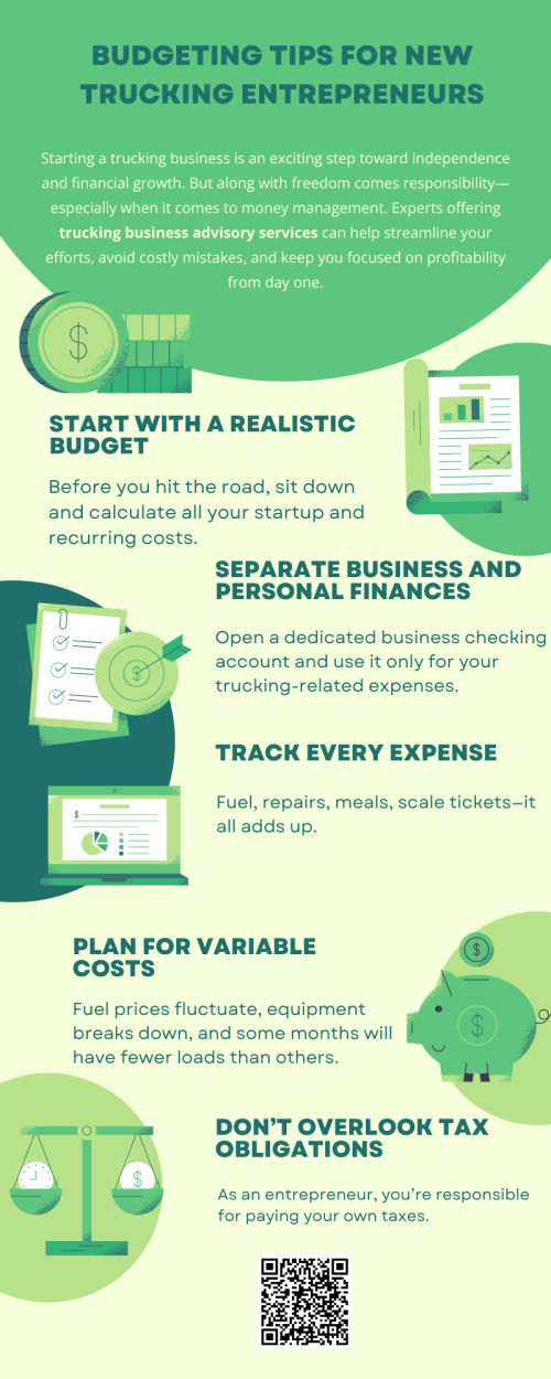 Budgeting isn’t just about cutting costs—it’s about creating a roadmap to success. With discipline and the help of experts offering trucking business advisory services, new trucking entrepreneurs can build a stable, profitable operation. Stay proactive, stay informed, and watch your business roll forward with confidence. To know more visit here https://www.truckersprocpa.ca/trucking-business-advisory-services