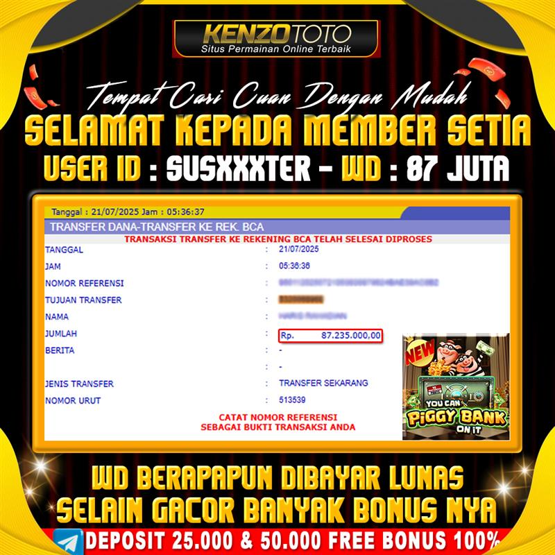 WD Rp87.235.000 sukses mendarat di rekening BCA pukul 05:38 pagi