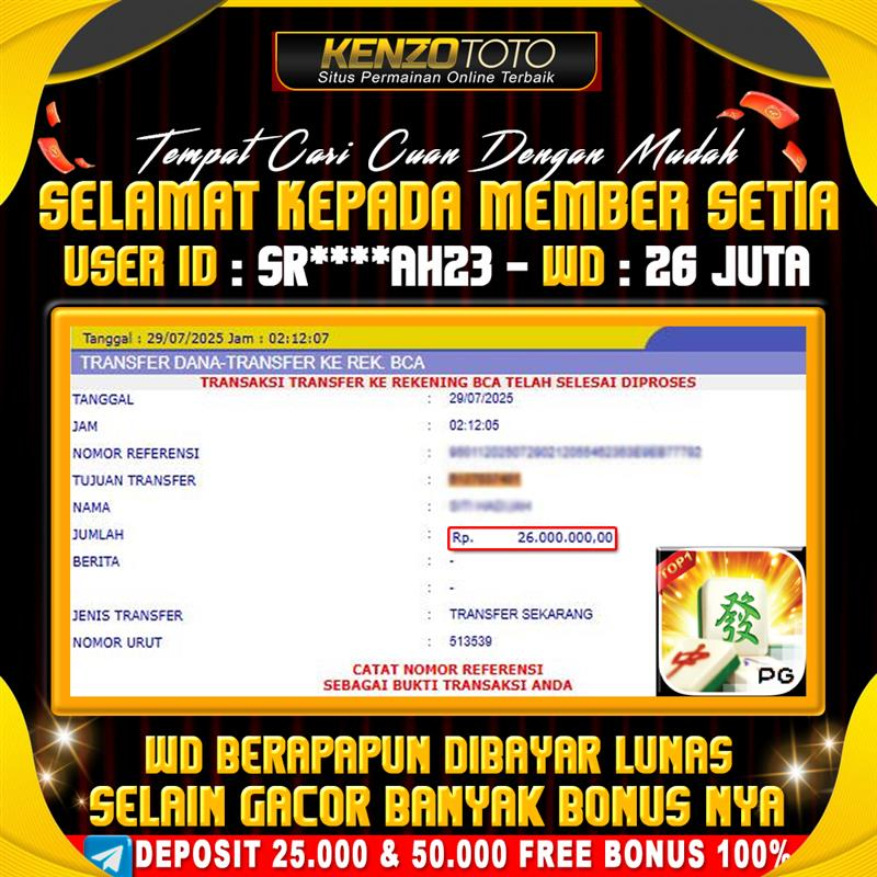 🎉 BUKTI KEMENANGAN RESMI KENZOTOTO!