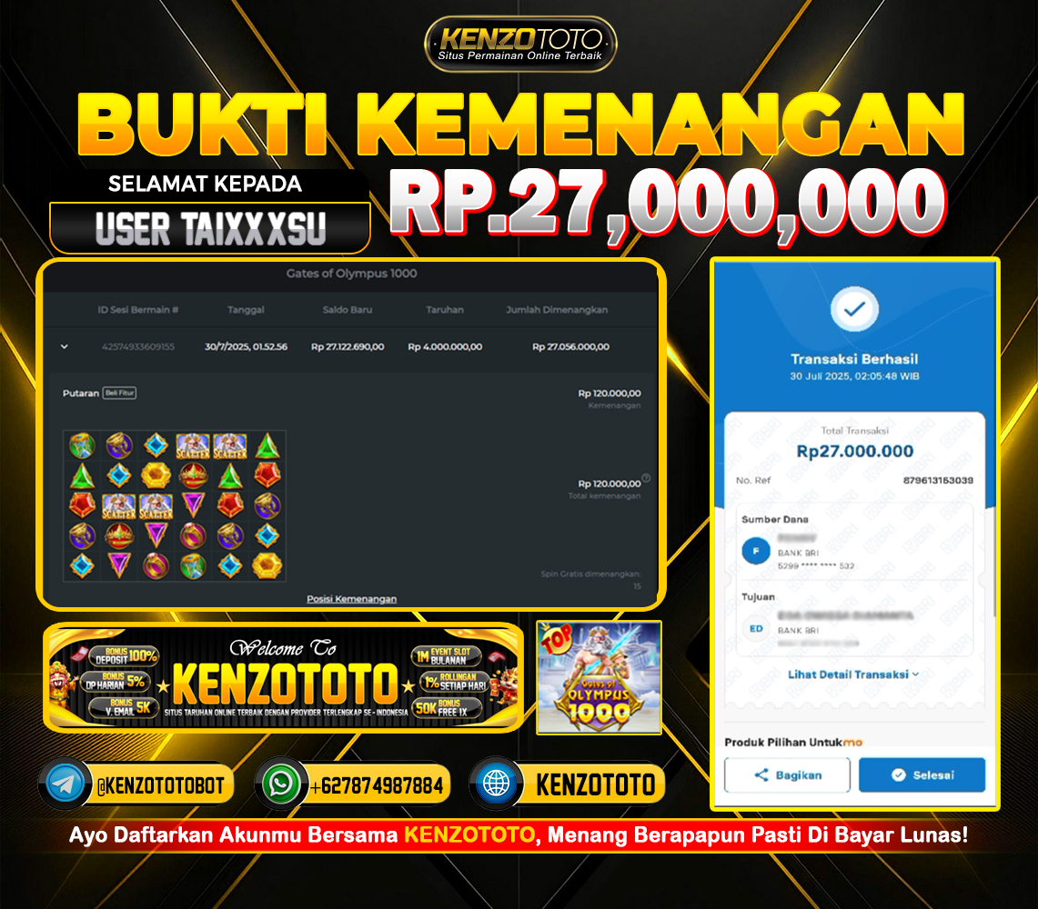  BUKTI KEMENANGAN RESMI KENZOTOTO