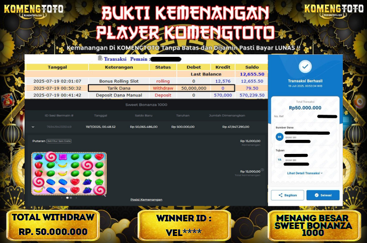 LAGI & LAGI!! KEMENANGAN BESAR DI SLOT SWEET BONANZA 1000 SEBESAR Rp.50.000.000 KOMENGTOTO BAYAR LUNAS SECEPAT KILAT !! KOMENGTOTO BAYAR SECEPAT KILAT !!