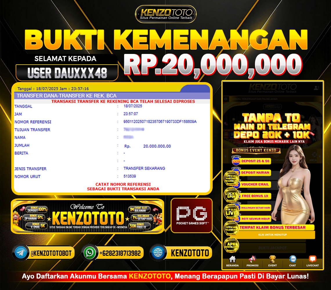 🎉 BUKTI KEMENANGAN RESMI – RP 20.000.000