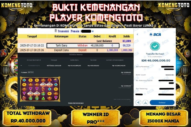 LAGI & LAGI!! KEMENANGAN BESAR DI SLOT  GATES OF OLYMPUS 1000  SEBESAR Rp.40.000.000 KOMENGTOTO BAYAR LUNAS SECEPAT KILAT !! KOMENGTOTO BAYAR SECEPAT KILAT !!