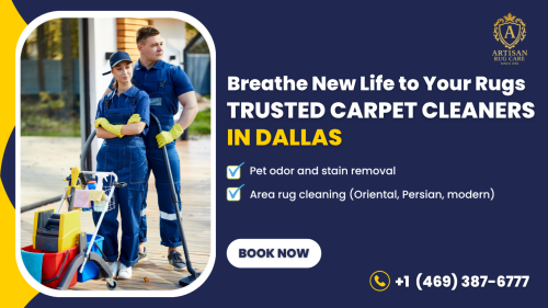 In matters related to maintaining beauty and long durability of your carpets through Dallas carpet cleaners, it is important that you select the right carpet cleaners in Dallas. At Artisan Rug Care we specialize in professional rug cleaning done on fine, antique, and fine area rugs. Our professionals employ environmentally friendly methods along with the deep-clean technology in the process of restoring the original beauty of your rug in a safe and efficient way.

Find out how we can be one of the leading carpet cleaners in Dallas, and the reason why people come to us because of quality, care and self-speaking outcomes.

Schedule Your professional rug cleaning Today!
Don’t wait until your carpets become an eyesore or health hazard. Partner with Artisan Rug Care, the experts in best rug cleaners in Dallas, and give your business the fresh start it deserves. Visit Us: Artisan Rug Care – Dallas, TX
Call Us:+1(469) 387-6777
Email:dfwartisanrugcare@gmail.com
Website:www.dfwartisanrugcare.com