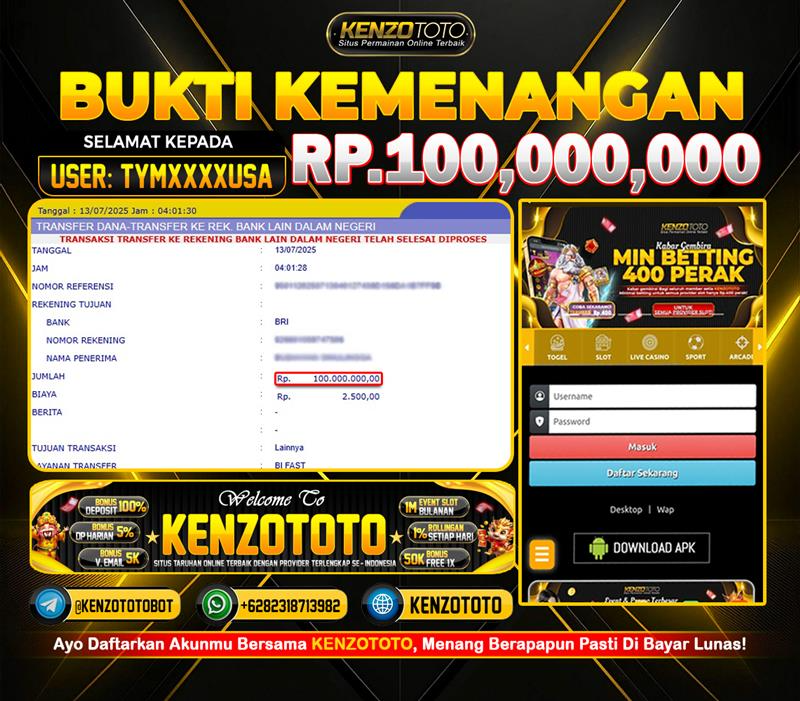 💸 RP100 JUTA MELEDAAAK DI KENZOTOTO! 💸 USER TYMXXXUSA DAPET TRANSFER FANTASTIS!