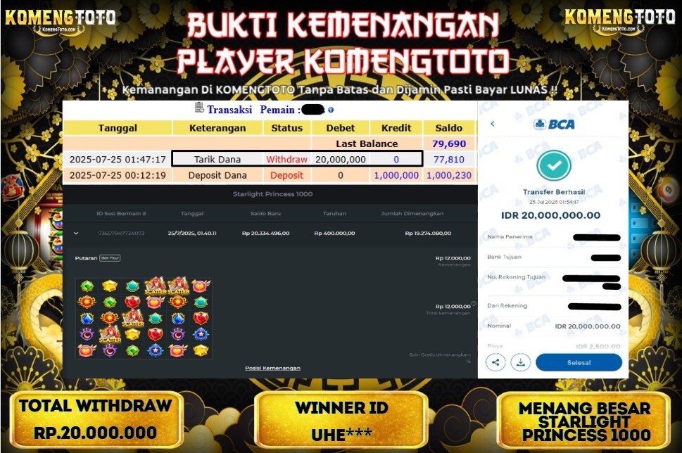 LAGI & LAGI!! KEMENANGAN BESAR DI SLOT STARLIGHT PRINCESS 1000 SEBESAR Rp.20.000.000 KOMENGTOTO BAYAR LUNAS SECEPAT KILAT !! KOMENGTOTO BAYAR SECEPAT KILAT !!