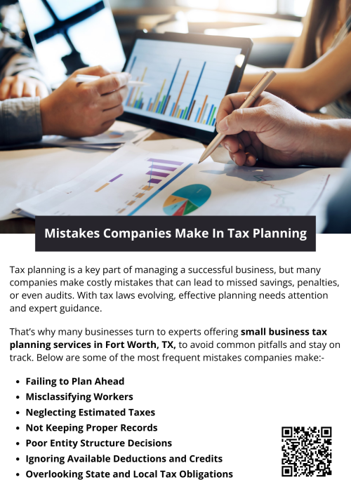 Avoiding these common tax planning mistakes can save your business time, money, and stress. Partnering with experts offering small business tax planning services in Fort Worth, TX, ensures your strategy is proactive, compliant, and optimized for success. Smart tax planning is more than filing—it’s a powerful tool for business growth. To know more visit here https://www.alignedwealthadv.com/tax-planning-fort-worth-tx