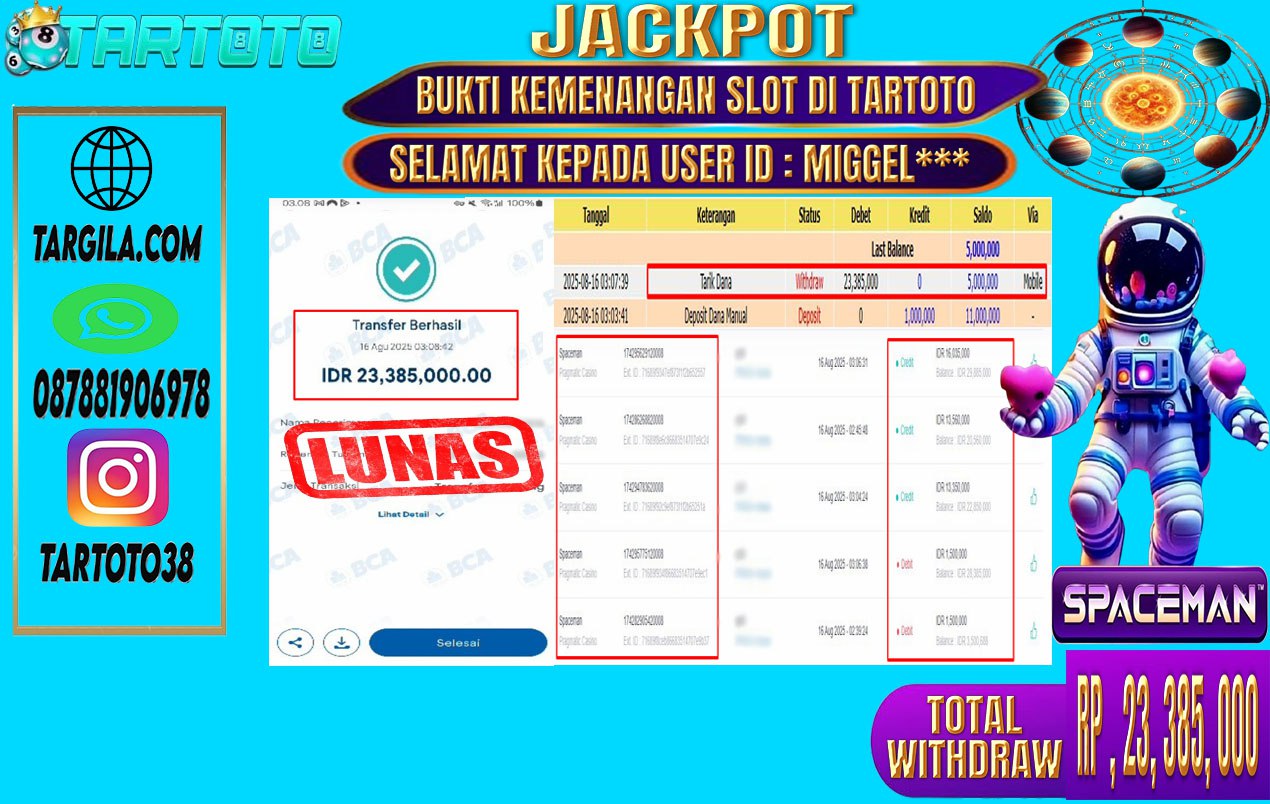 JACKPOT PERMAINAN SPACEMAN