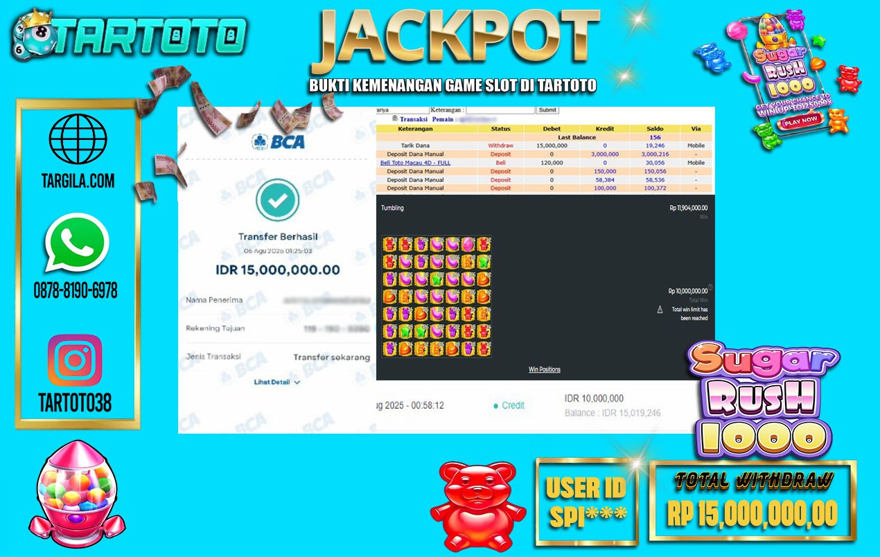 JACKPOT PERMAINAN SUGAR RUSH 1000