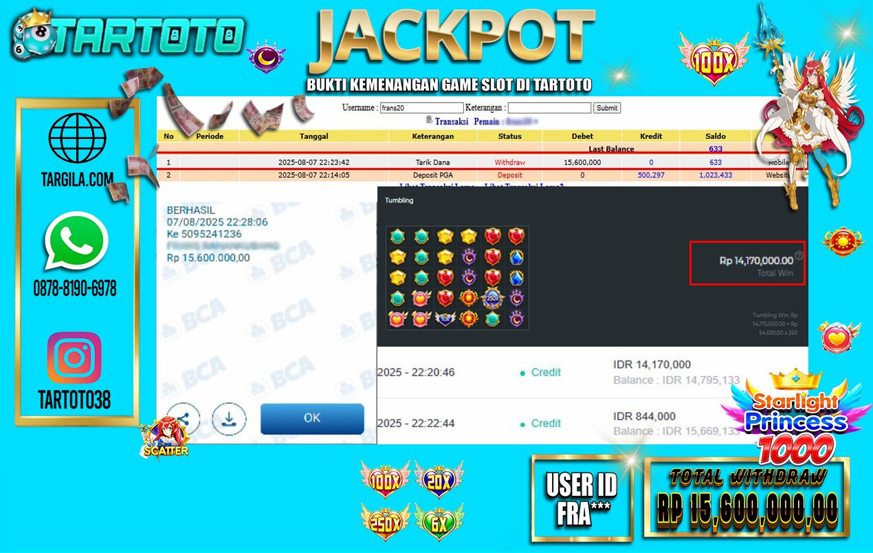 JACKPOT PERMAINAN STARLIGHT PRINCESS 1000