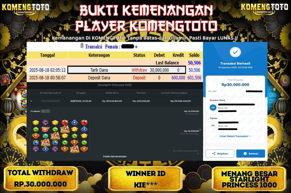 LAGI & LAGI!! KEMENANGAN BESAR DI SLOT STARLIGHT PRINCESS 1000  SEBESAR Rp.30.000.000 KOMENGTOTO BAYAR LUNAS SECEPAT KILAT !! KOMENGTOTO BAYAR SECEPAT KILAT !!