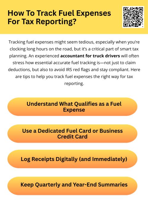 The road to lower taxes starts with clean records. By using the right tools, separating business from personal expenses, and getting professional help from an accountant for truck drivers, you can track fuel costs without the headache, and keep more of your hard-earned income. To know more visit here https://www.truckersprocpa.ca/trucking-accounting-services