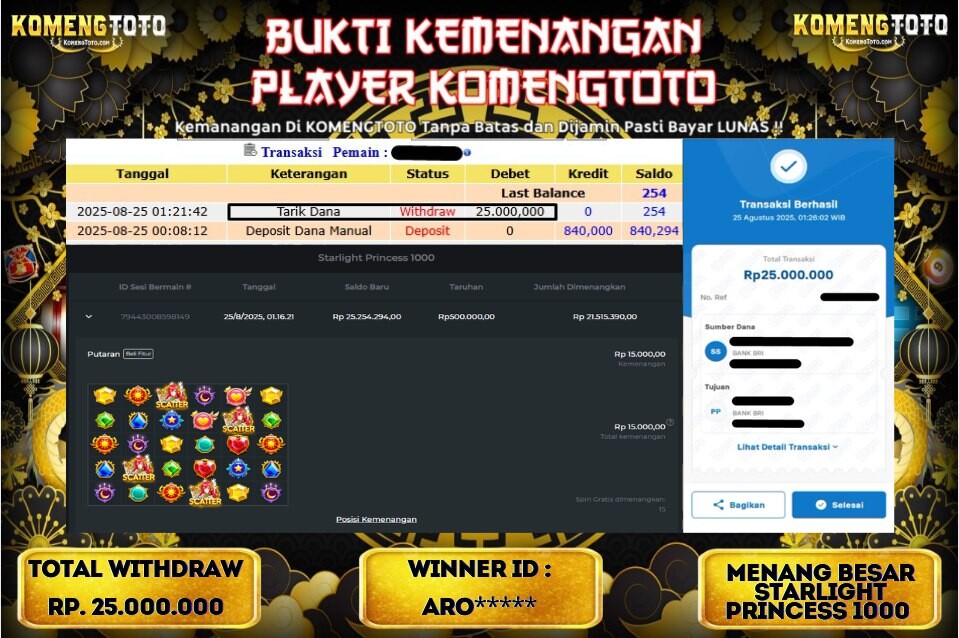 LAGI & LAGI!! KEMENANGAN BESAR DI SLOT STARLIGHT PRINCESS 1000  SEBESAR Rp.25.000.000  KOMENGTOTO BAYAR LUNAS SECEPAT KILAT !! KOMENGTOTO BAYAR SECEPAT KILAT !!