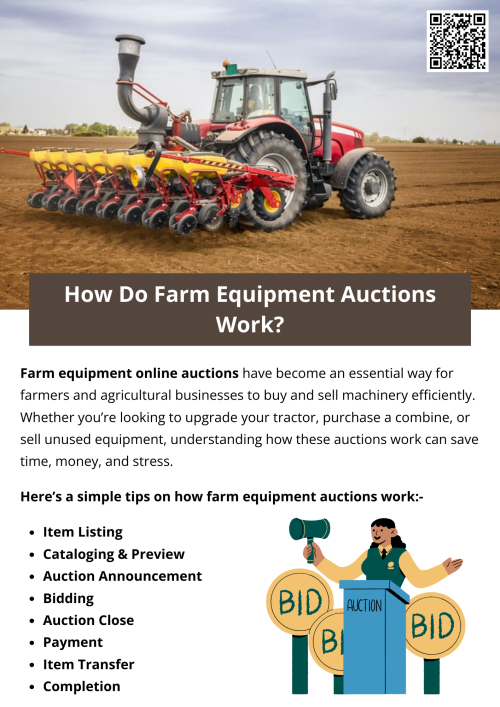 Farm equipment online auctions streamline the buying and selling process for agricultural machinery, combining efficiency, transparency, and market accessibility. Whether online or in-person, understanding the auction process—from cataloging and bidding to payment and pickup—ensures both buyers and sellers can maximize value. For farmers looking to upgrade their operations or monetize unused equipment, these auctions have become an indispensable tool in modern agriculture. To know more visit here https://www.wyethauctions.com/industries/farm-equipment