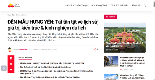 Đền Mẫu Hưng Yên là một công trình kiến trúc tâm linh đặc sắc tọa lạc tại phường Lam Sơn, thành phố Hưng Yên, nằm trong hệ thống di tích quốc gia đặc biệt Phố Hiến. Đây là một trong những công trình tín ngưỡng thờ Mẫu nổi tiếng ở miền Bắc Việt Nam, phản ánh đặc trưng văn hóa tâm linh dân tộc từ xa xưa.

Đền Mẫu Hưng Yên có đặc điểm độc đáo khi thờ Dương Quý Phi – nhân vật lịch sử Trung Hoa đã được Việt hóa trong tâm thức tín ngưỡng dân gian. Điểm khác biệt của Đền Mẫu Hưng Yên so với các đền mẫu khác chính là vị trí đắc địa trong quần thể di tích Phố Hiến – trung tâm thương mại sầm uất một thời của vùng Bắc Bộ.

Thông tin cơ bản về Đền Mẫu Hưng Yên:

Địa chỉ: Đường Điện Biên, phường Lam Sơn, thành phố Hưng Yên
Năm xây dựng: Khoảng thế kỷ 16-17, được trùng tu nhiều lần qua các triều đại
Công nhận: Di tích kiến trúc nghệ thuật cấp quốc gia năm 1993, nằm trong hệ thống di tích quốc gia đặc biệt Phố Hiến
Xem thêm tại: https://denchua.com/den-mau-hung-yen-tat-tan-tat-ve-lich-su-gia-tri-kien-truc-kinh-nghiem-du-lich-3054.html