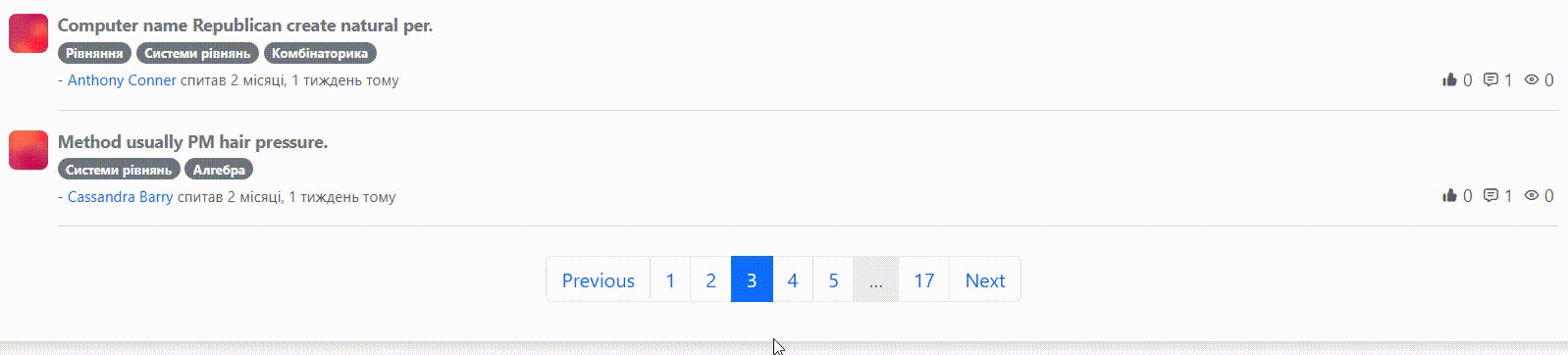 Pagination example