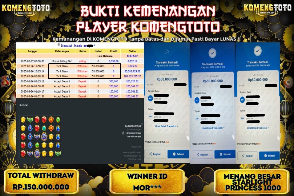 LAGI & LAGI!! KEMENANGAN BESAR DI SLOT STARLIGHT PRINCESS 1000 SEBESAR Rp.150.000.000 KOMENGTOTO BAYAR LUNAS SECEPAT KILAT !! KOMENGTOTO BAYAR SECEPAT KILAT !!