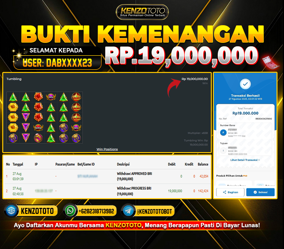 📢 BUKTI KEMENANGAN MEMBER KENZOTOTO!