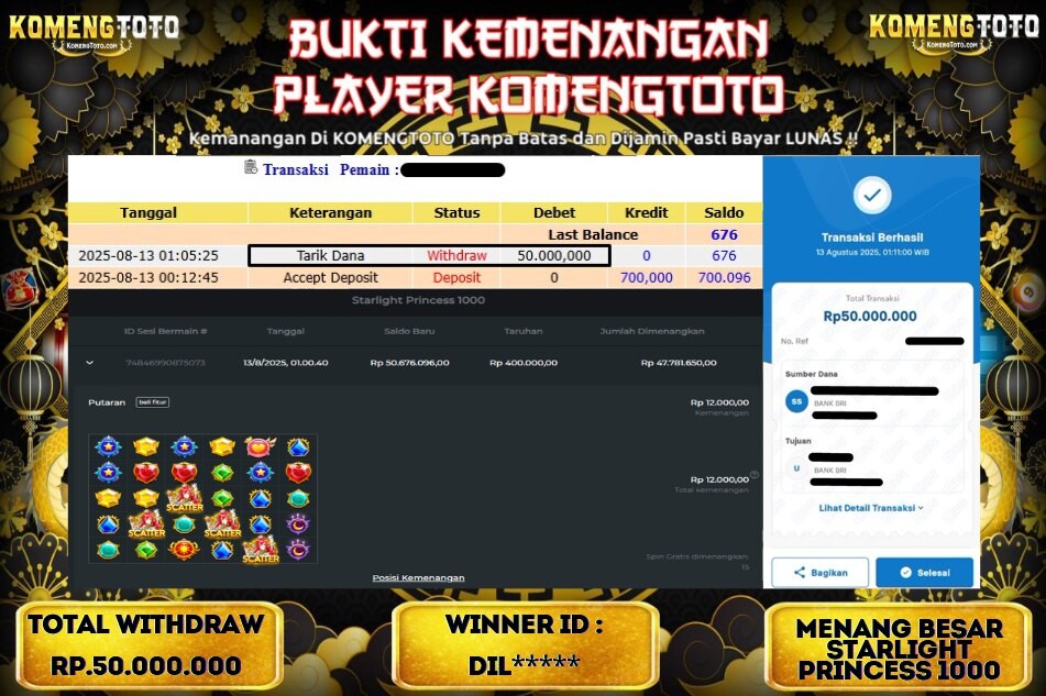 LAGI & LAGI!! KEMENANGAN BESAR DI SLOT STARLIGHT PRINCESS 1000  SEBESAR Rp.50.000.000 KOMENGTOTO BAYAR LUNAS SECEPAT KILAT !! KOMENGTOTO BAYAR SECEPAT KILAT !!