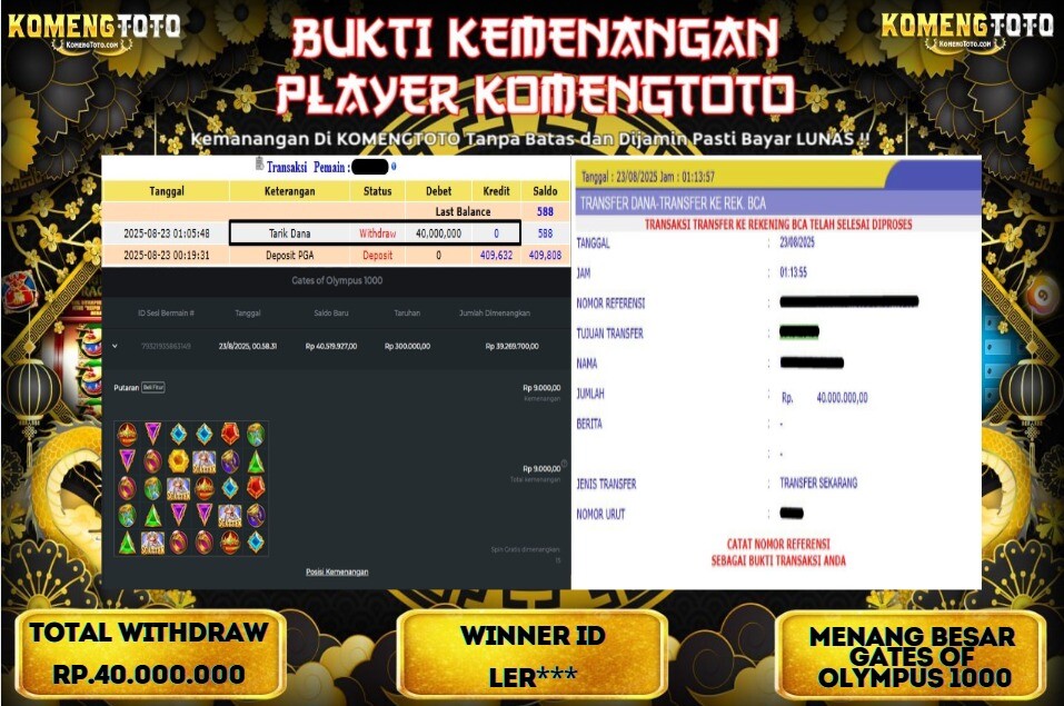 LAGI & LAGI!! KEMENANGAN BESAR DI SLOT GATES OF OLYMPUS 1000 SEBESAR Rp.40.000.000 KOMENGTOTO BAYAR LUNAS SECEPAT KILAT !! KOMENGTOTO BAYAR SECEPAT KILAT !!
