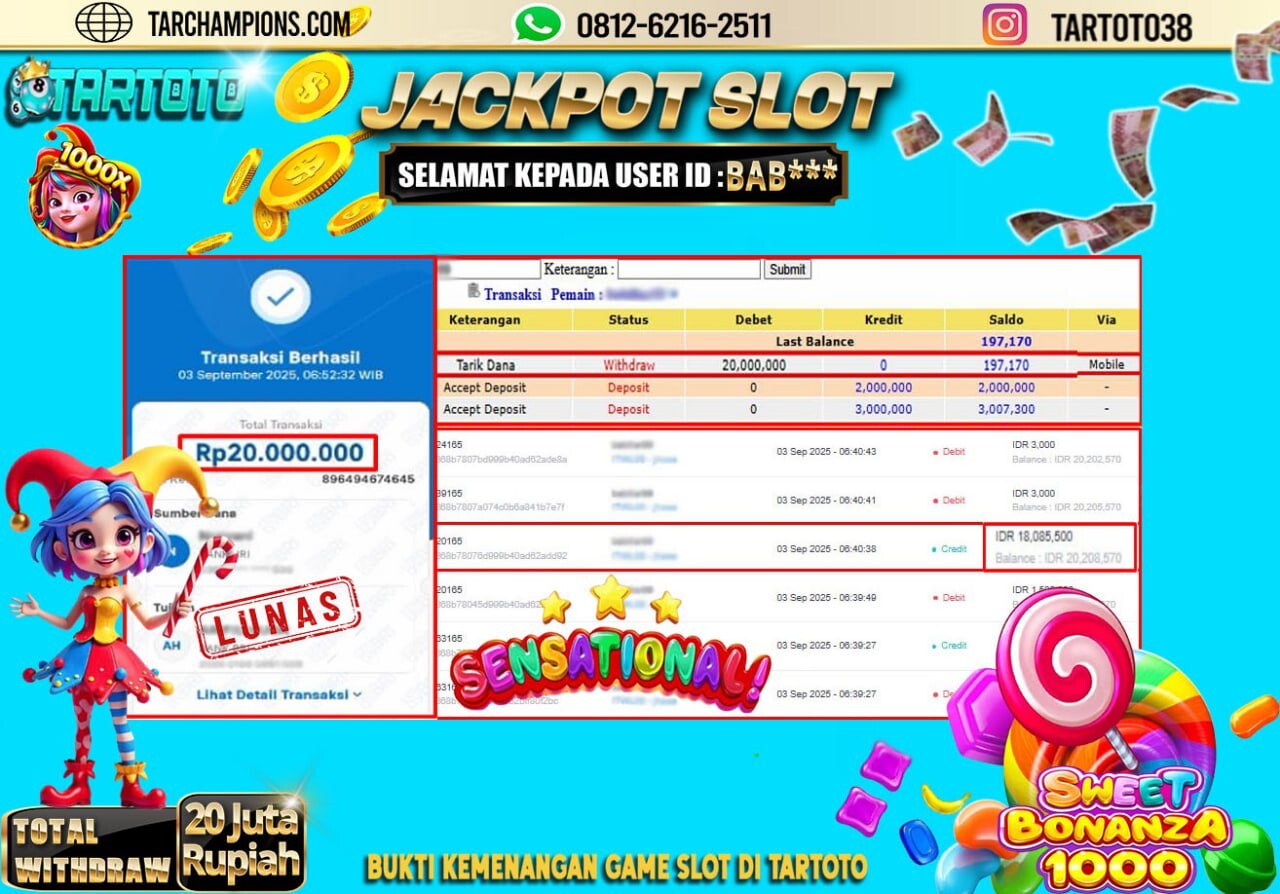 JACKPOT PERMAINAN SWEET BONANZA 1000