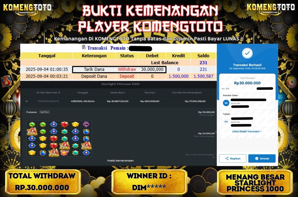 LAGI & LAGI!! KEMENANGAN BESAR DI SLOT STARLIGHT PRINCESS 1000 SEBESAR Rp.30.000.000 KOMENGTOTO BAYAR LUNAS SECEPAT KILAT !! KOMENGTOTO BAYAR SECEPAT KILAT !!