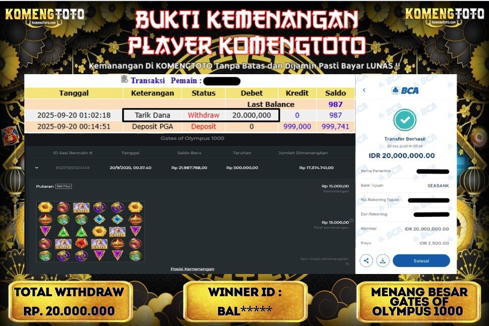 LAGI & LAGI!! KEMENANGAN BESAR DI SLOT GATES OF OLYMPUS 1000 SEBESAR Rp. 20.000.000 KOMENGTOTO BAYAR LUNAS SECEPAT KILAT !! KOMENGTOTO BAYAR SECEPAT KILAT !!