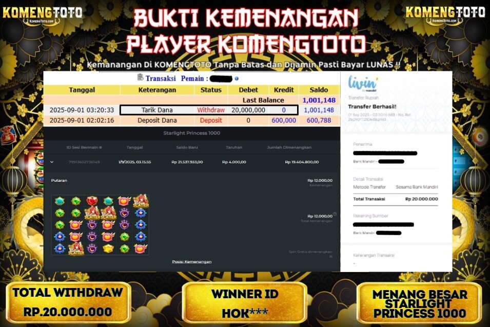 LAGI & LAGI!! KEMENANGAN BESAR DI SLOT STARLIGHT PRINCESS 1000 SEBESAR Rp.20.000.000 KOMENGTOTO BAYAR LUNAS SECEPAT KILAT !! KOMENGTOTO BAYAR SECEPAT KILAT !!