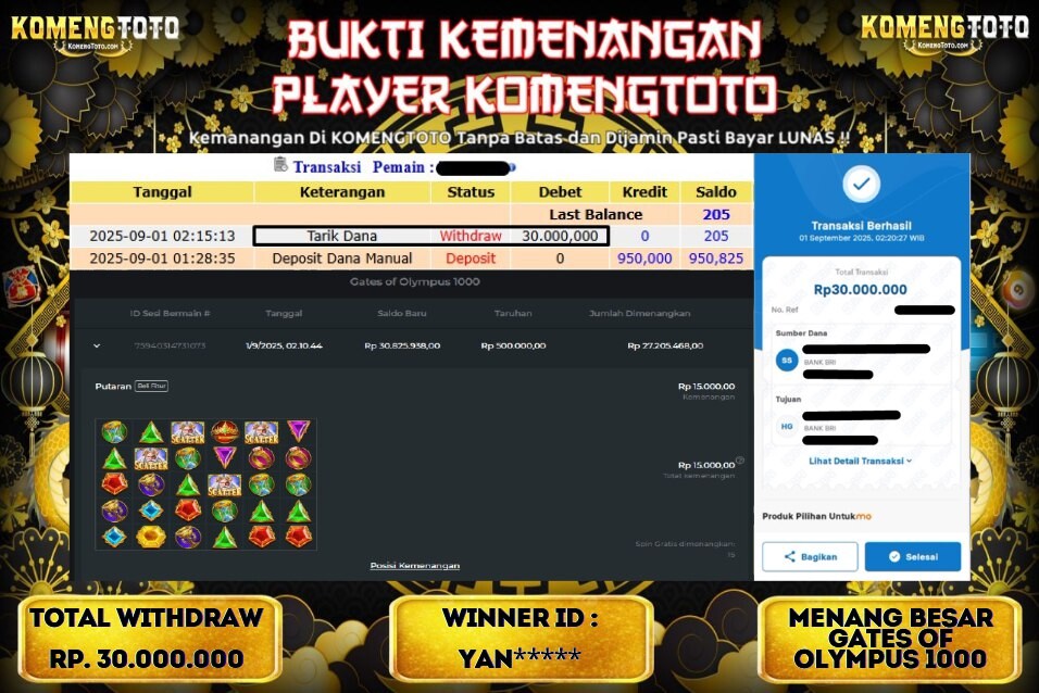 LAGI & LAGI!! KEMENANGAN BESAR DI SLOT GATES OF OLYMPUS 1000 SEBESAR Rp.30.000.000 KOMENGTOTO BAYAR LUNAS SECEPAT KILAT !! KOMENGTOTO BAYAR SECEPAT KILAT !!