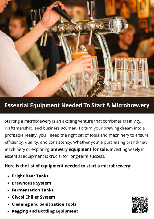 Starting a microbrewery requires the right tools to ensure quality and efficiency. From fermentation tanks and brewing kettles to cooling systems and kegs, having reliable gear is key. When searching for brewery equipment for sale, consider durability, scalability, and compliance with industry standards to set your business up for long-term success. To know more visit here https://www.wyethauctions.com/industries/fabricating-and-tooling-equipment