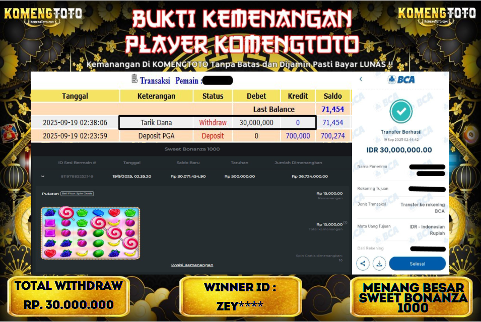 LAGI & LAGI!! KEMENANGAN BESAR DI SLOT SWEET BONANZA 1000 SEBESAR Rp.30.000.000 KOMENGTOTO BAYAR LUNAS SECEPAT KILAT !! KOMENGTOTO BAYAR SECEPAT KILAT !!