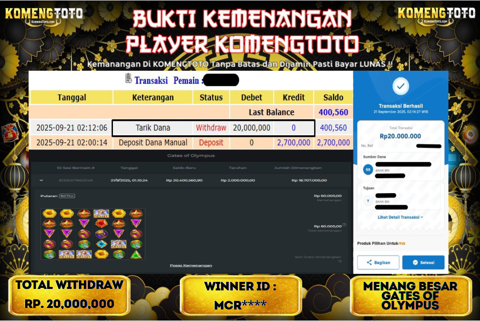 LAGI & LAGI!! KEMENANGAN BESAR DI SLOTGATES OF OLYMPUS SEBESAR Rp.20.000.000 KOMENGTOTO BAYAR LUNAS SECEPAT KILAT !! KOMENGTOTO BAYAR SECEPAT KILAT !!