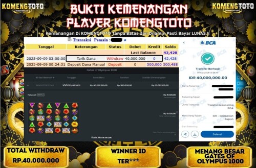 LAGI & LAGI!! KEMENANGAN BESAR DI SLOT GATES OF OLYMPUS 1000 SEBESAR Rp.40.000.000 KOMENGTOTO BAYAR LUNAS SECEPAT KILAT !! KOMENGTOTO BAYAR SECEPAT KILAT !!