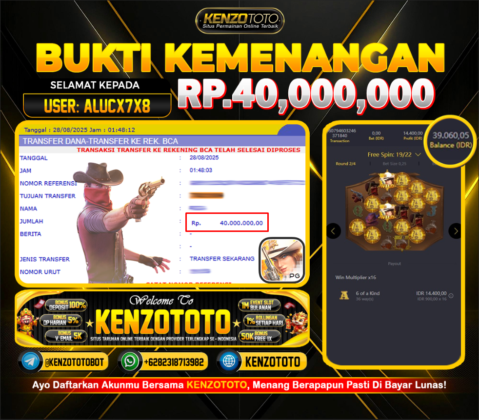 💰 User: ALUCX7X8 sukses tembus Rp.40.000.000! 💰