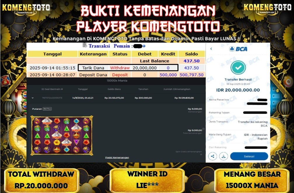 LAGI & LAGI!! KEMENANGAN BESAR DI SLOT 15000X MANIA  SEBESAR Rp. 20.000.000 KOMENGTOTO BAYAR LUNAS SECEPAT KILAT !! KOMENGTOTO BAYAR SECEPAT KILAT !!