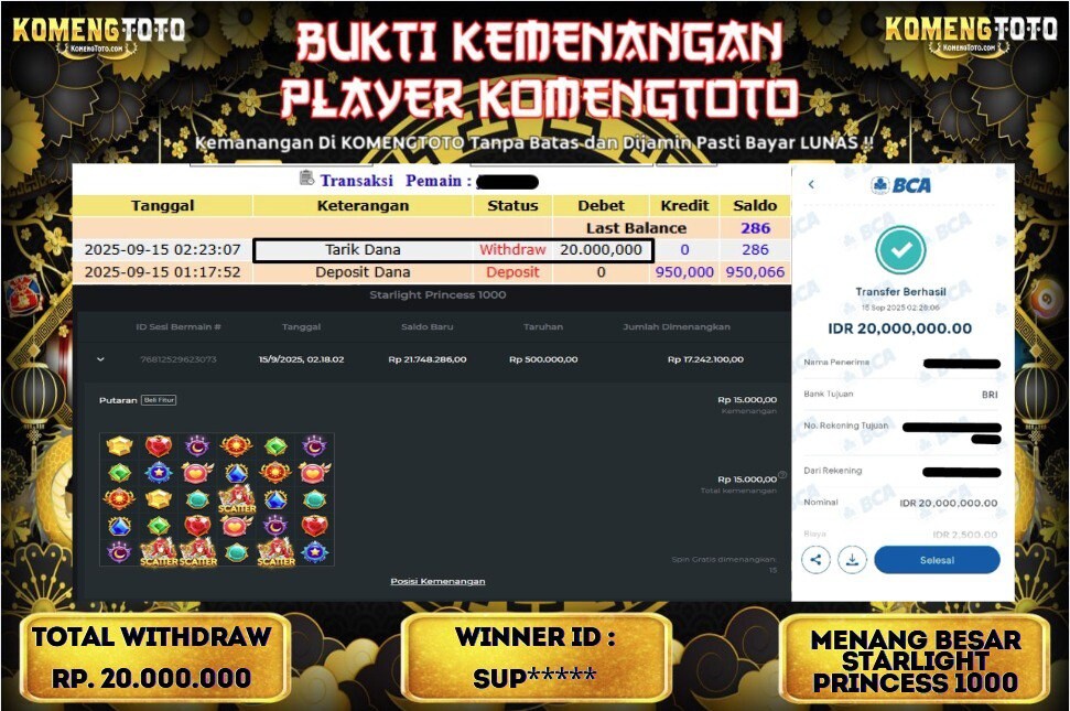 LAGI & LAGI!! KEMENANGAN BESAR DI SLOT STARLIGHT PRINCESS 1000 SEBESAR Rp. 20.000.000 KOMENGTOTO BAYAR LUNAS SECEPAT KILAT !! KOMENGTOTO BAYAR SECEPAT KILAT !!