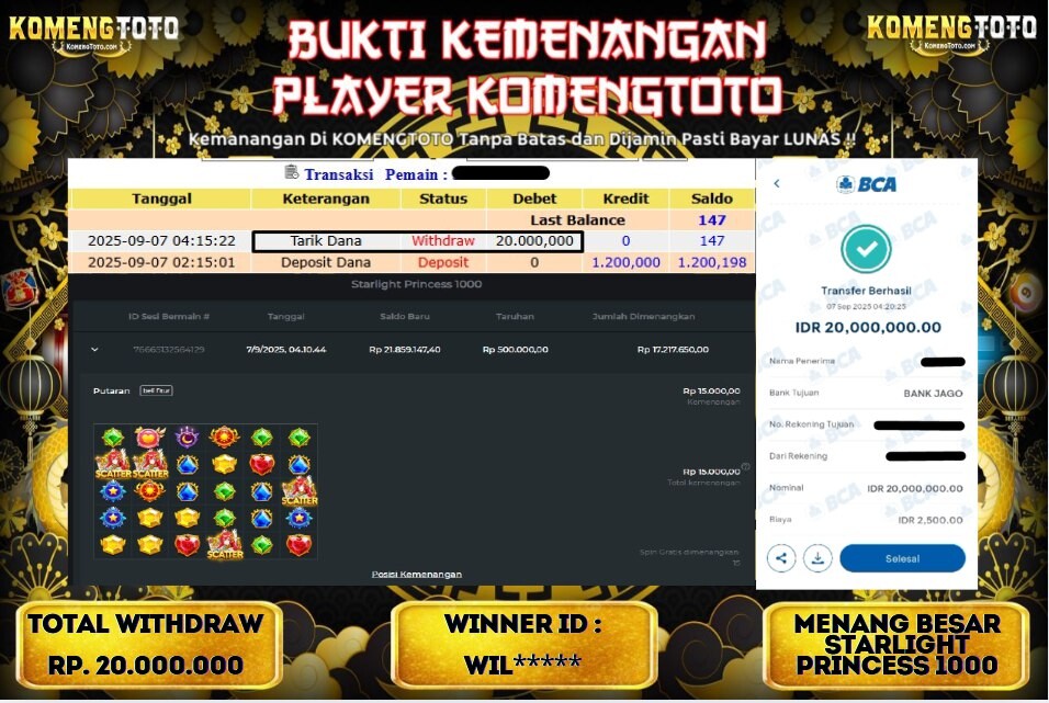 LAGI & LAGI!! KEMENANGAN BESAR DI SLOT STARLIGHT PRINCESS 1000 SEBESAR Rp.20.000.000 KOMENGTOTO BAYAR LUNAS SECEPAT KILAT !! KOMENGTOTO BAYAR SECEPAT KILAT !!