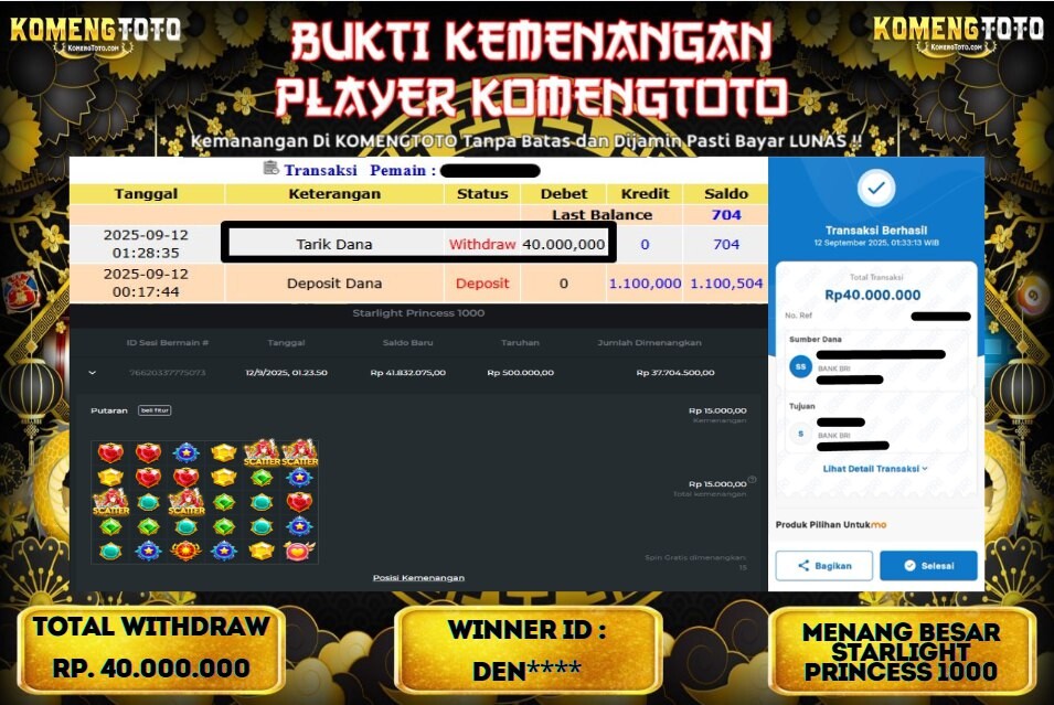 LAGI & LAGI!! KEMENANGAN BESAR DI SLOT STARLIGHT PRINCESS 1000 SEBESAR Rp.40.000.000  KOMENGTOTO BAYAR LUNAS SECEPAT KILAT !! KOMENGTOTO BAYAR SECEPAT KILAT !!